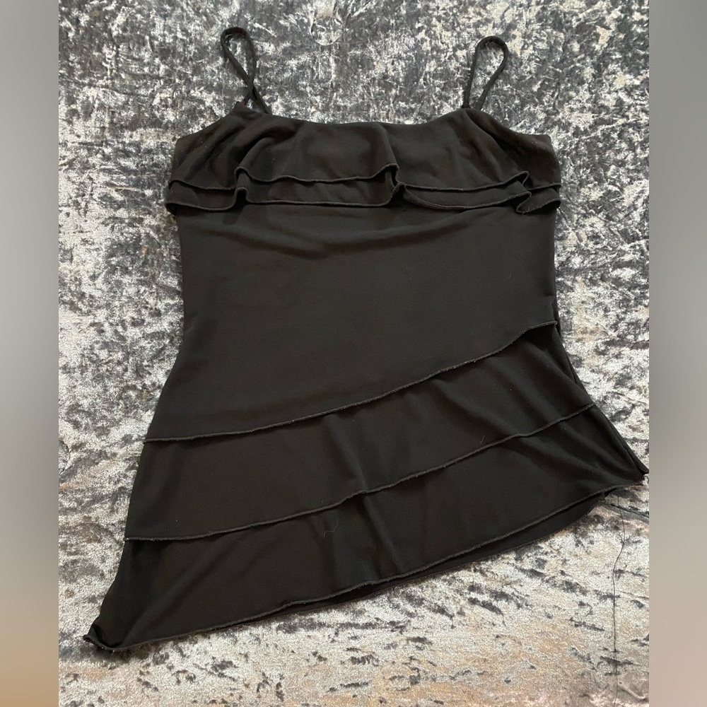 Asymmetrical Spaghetti Strap Tank Top with Ruffles